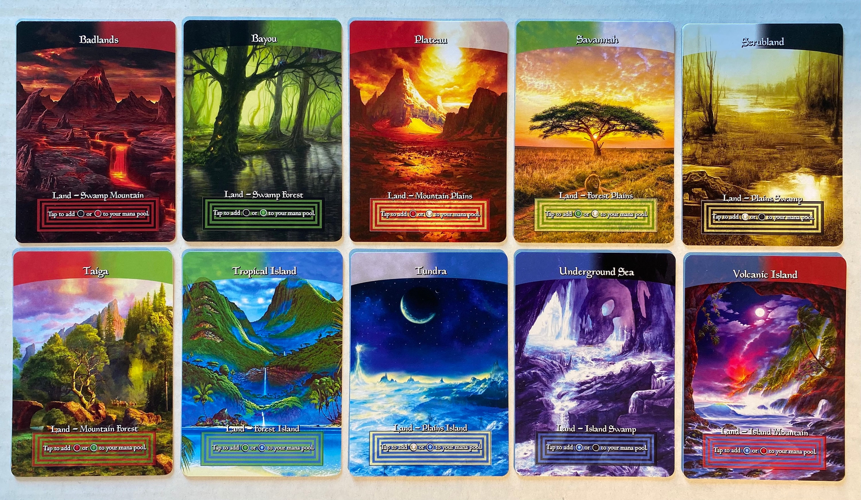 DUAL LANDS Set #4 - Full Art - 10 MTG Proxy Dual Lands for DUAL LANDS Set #4 - Full Art - 10 MTG Proxy Dual Lands for