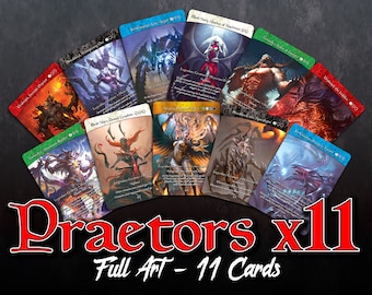 Praetors - Lot de 11 cartes (Full Art) Cartes personnalisées Art alternatif + 3 cartes bonus