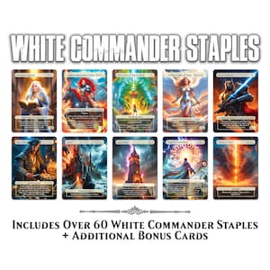 White Commander MTG Staples - Custom Alternate Art Premium Quality Proxy Card Bundle - 65 Cards + Additional Bonus Cards Included