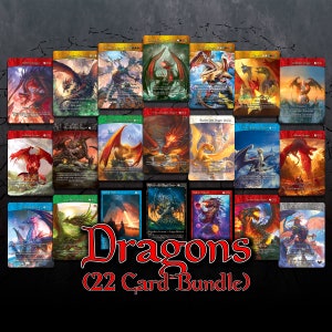 DRAGONS - 22 Card Bundle (19 Full Art Cards + 3 with Black Border) Custom Cards Alternate Art  + 5 Bonus Cards