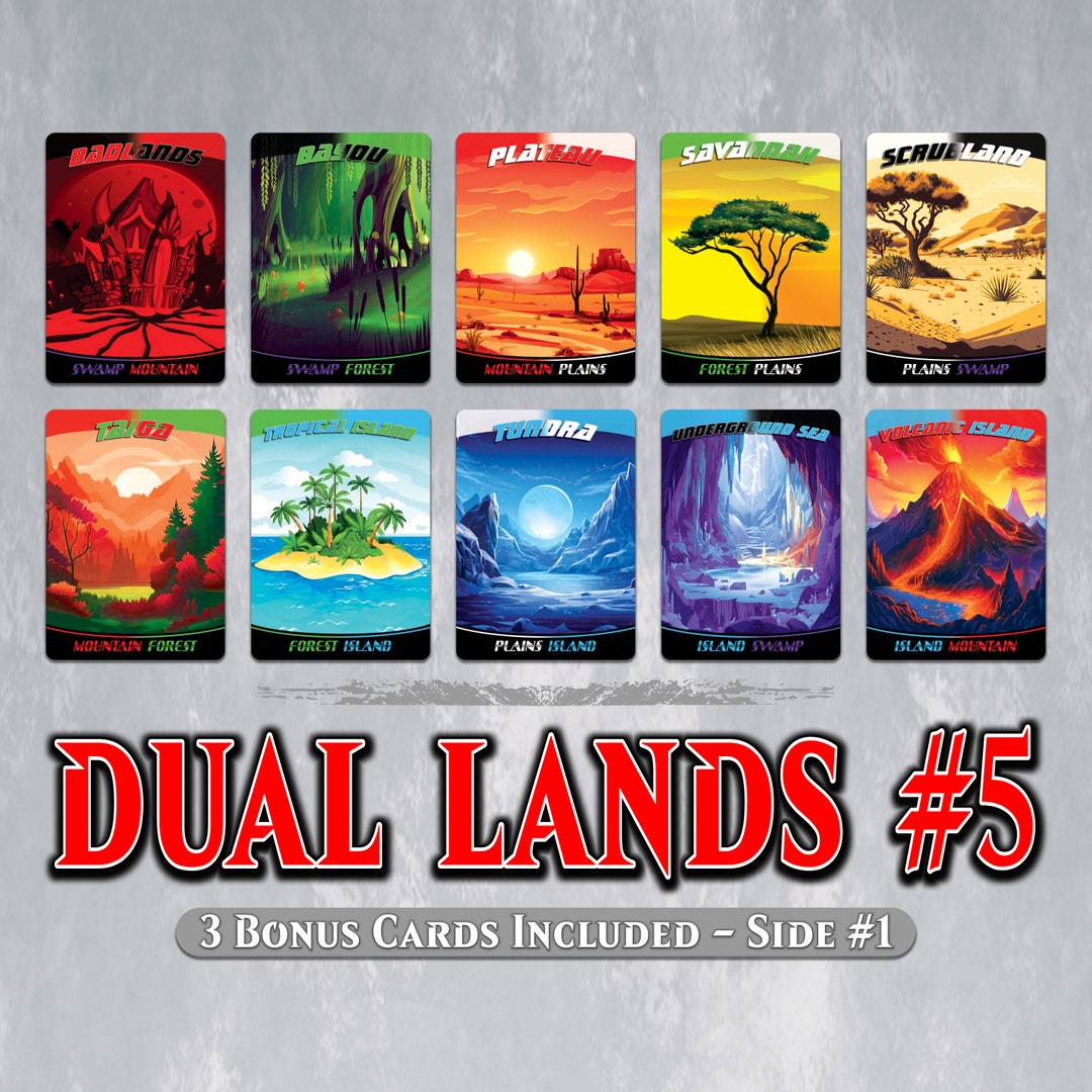 DUAL LANDS Set 5 Full Art 10 MTG Proxy Dual Lands, 2sided for