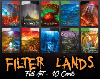 Set of 10 Full Art Filter Lands (Custom Cards Alternate Art) + 2 Bonus Cards