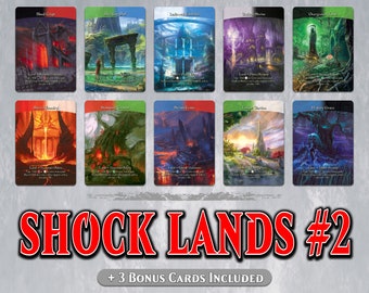 SHOCK LANDS Set #2 - Full Art - 10 MTG Proxy Fetch Lands for