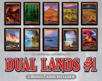 DUAL LANDS Set #1 - Set of 10 MTG Proxy Dual Lands for DUAL LANDS Set #1 - Set of 10 MTG Proxy Dual Lands for