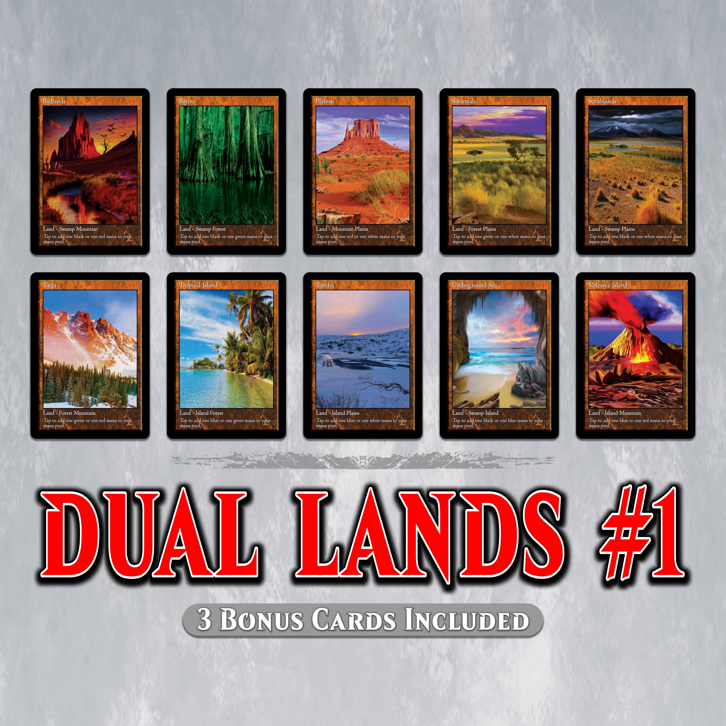DUAL LANDS Set #1 - Set of 10 MTG Proxy Dual Lands for DUAL LANDS Set #1 - Set of 10 MTG Proxy Dual Lands for