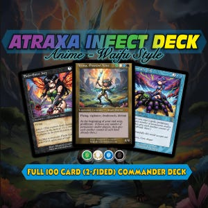 Atraxa Infect Commander EDH Deck - High Quality MTG Proxies | 100 Cards Double Sided | Custom Waifu Anime Art +8 Card Bonus