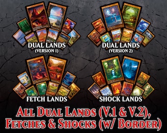 All Duals Lands (V.1 + V.2), Fetch & Shock Lands (40 Cards with Black Borders) + 7 Bonus Cards