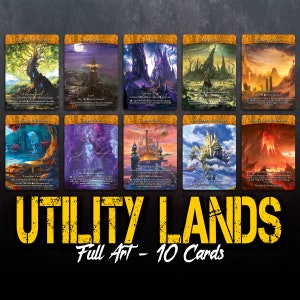 Set of 10 Full Art Modern Utility Lands (Custom Cards Alternate Art) + 2 Bonus Cards