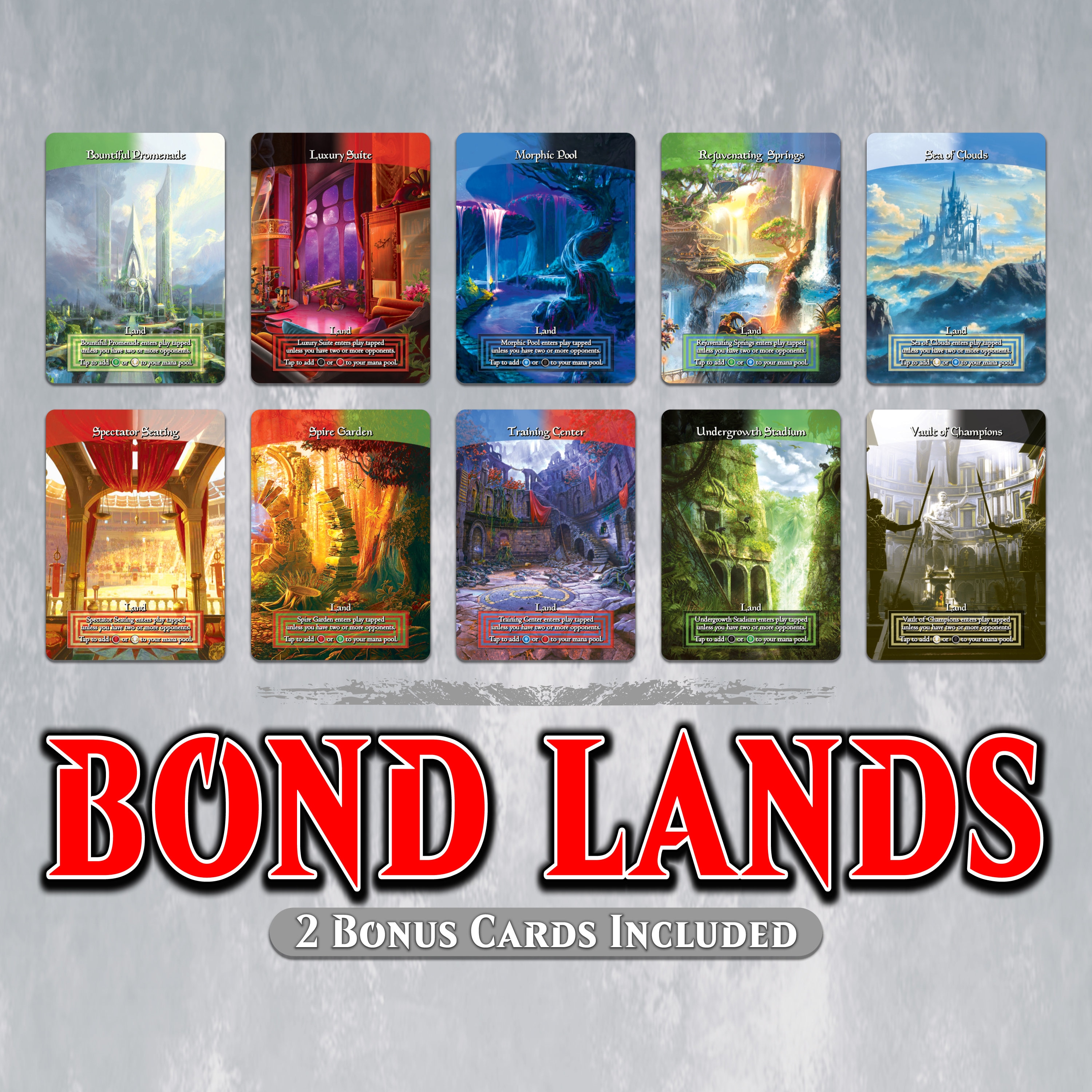 BOND LANDS Set - Full Art - 10 MTG Proxy Battle Bond Lands for