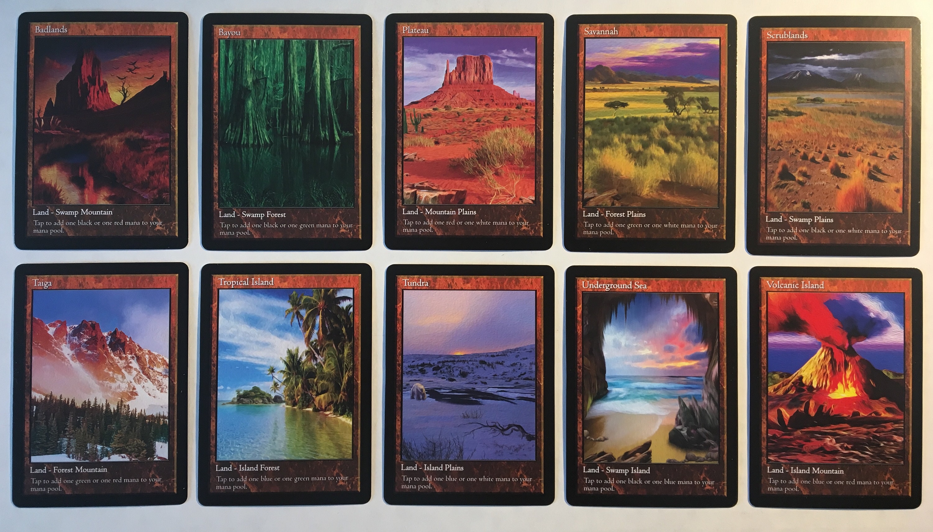 DUAL LANDS Set #1 - Set of 10 MTG Proxy Dual Lands for DUAL LANDS Set #1 - Set of 10 MTG Proxy Dual Lands for