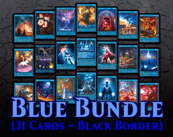 LOT DE CARTES BLEUES (illustrations alternatives avec bordures noires) 31 cartes