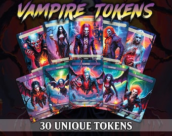 MTG Vampire Tokens - 30 Premium Quality Proxies for Commander EDH + Bonus Cards