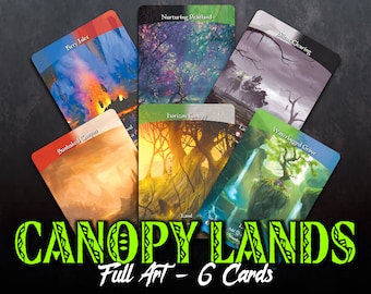 Canopy Lands 6-Card Set (Full Art) Custom Cards Altered Art + 2 Bonus Cards