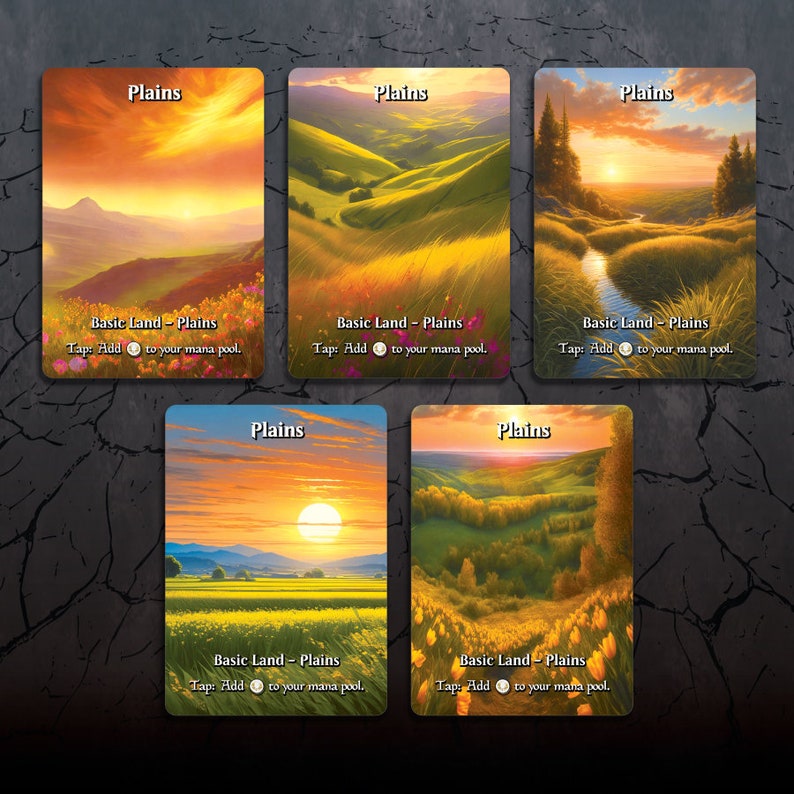 Basic Land Long Text Basic Lands With Full Art - Set of 25 Cards - Etsy