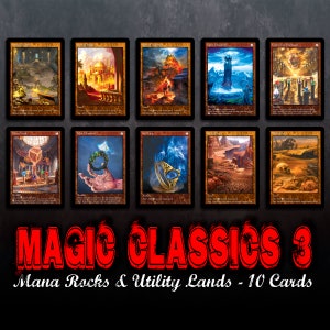 Mana Rocks & Utility Lands - Magic Classics Series #3 Custom Cards Altered Art + 2 Bonus Cards