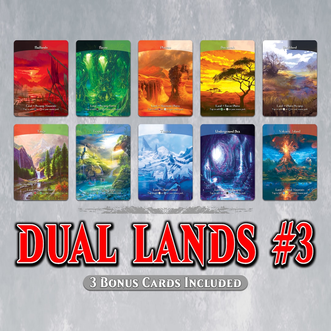 DUAL LANDS Set #3 - Full Art - 10 MTG Proxy Dual Lands for