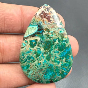 Chrysocolla Cabochon...Pear Cabochon...46x33x7 mm...73 Cts...A#H3666
