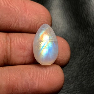 White Rainbow Moonstone Cabochon...Pear Cabochon...16x10x9 mm...12 Cts...A#L6303