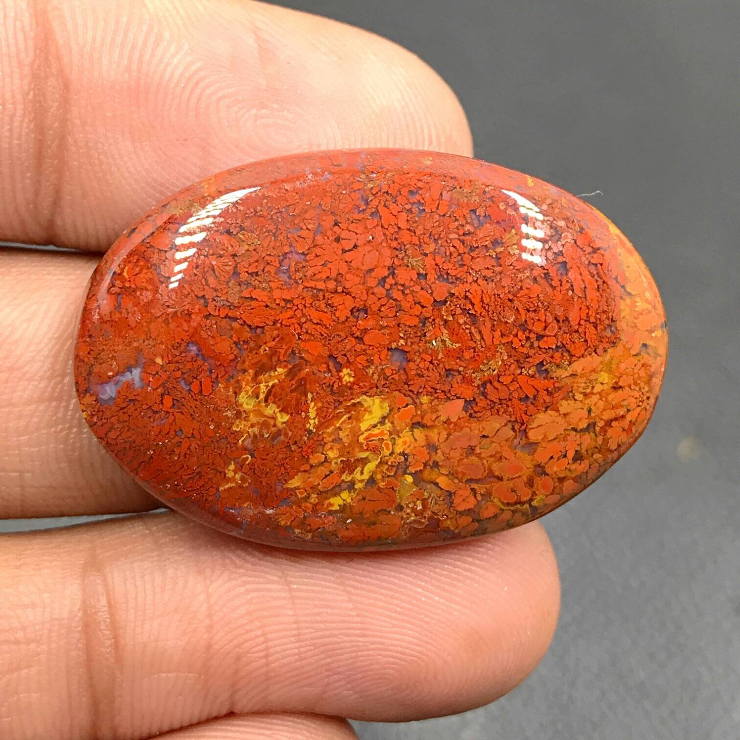 流行り の ブランド  Agate Moss Red Cabochonoval Mm45 Cabochon34x23x7 置物