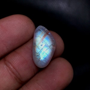 White Rainbow Moonstone Cabochon...Freeform Cabochon...19x10x6 mm...9 Cts...A#M2394