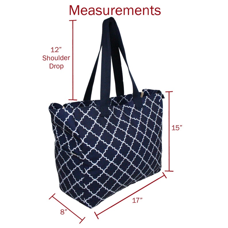 Water Resistant Travel Weekender Tote Bag, XL Canvas Tote Bag, Overnight Carry On Shoulder Beach Bag with Outside and Inside Pockets (Navy) image 2