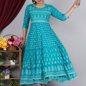 Women Cotton Double Layered Frock One Piece Dress With Dupatta Etsy