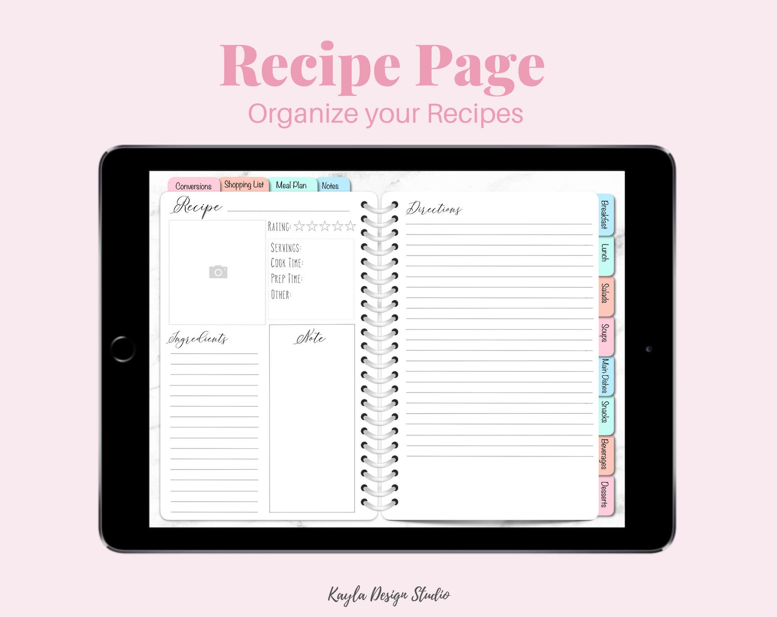 Digital Recipe Book Goodnotes Notability Recipe Planner Etsy Australia