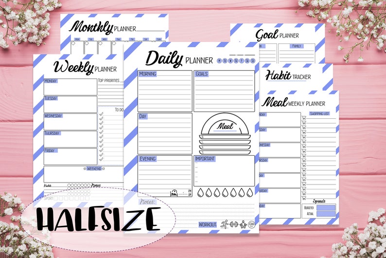 Blue everyday planner printable, everyday living planner package deal letter measurement, striped planner printable, Daily life Planner PDF, planner fundamentals printable picture regarding Printable Life Planner named Blue every day planner printable, everyday living planner package deal letter dimension, striped planner printable, Lifetime Planner PDF, planner principles printable