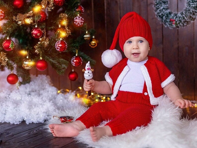 photography props Baby christmas outfit baby santa hat toddler clothes 18-24 months