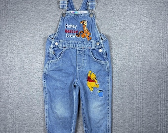 Vintage Disney Winnie The Pooh Tigger Denim Overalls Unisex Size 2T Embroidered 90s