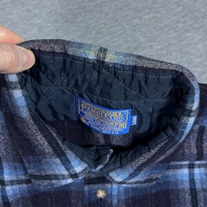Pendleton Wool Plaid Flannel Button Up Long Sleeve Shirt Mens XL Blue Black 70s Western image 5