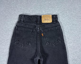 Vintage Kids Boys Levi's Jeans Black Orange Tab Size 12 Slim Youth 90s USA Made