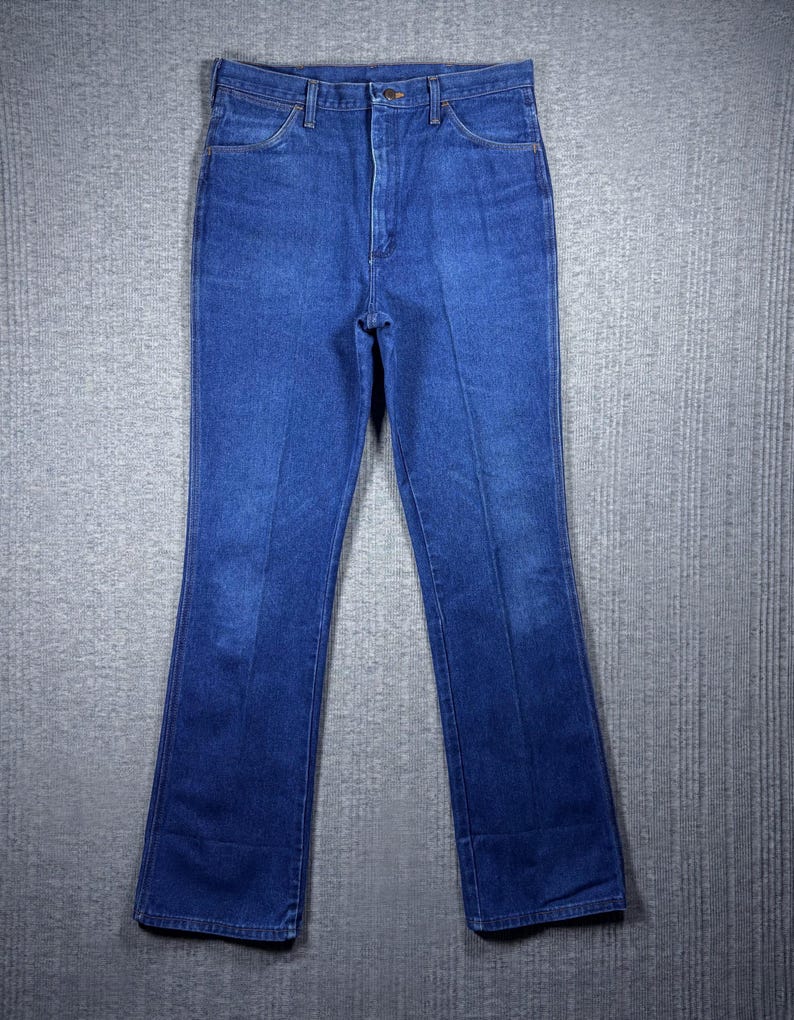Vintage Wrangler Jeans Mens 35x35 Blue Medium Wash 936DEN Bootcut Cowboy Western USA Scovill Zipper 70s image 1