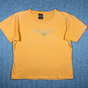 Vintage Harley Davidson Harley Crop Top T-shirt Orange Size M Womens Hamilton NJ Biker Made In USA Y2K