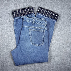 Vintage LL Bean Flannel Lined Men&#39;s Jeans Size 34x31 Med Wash Straight Leg 90s