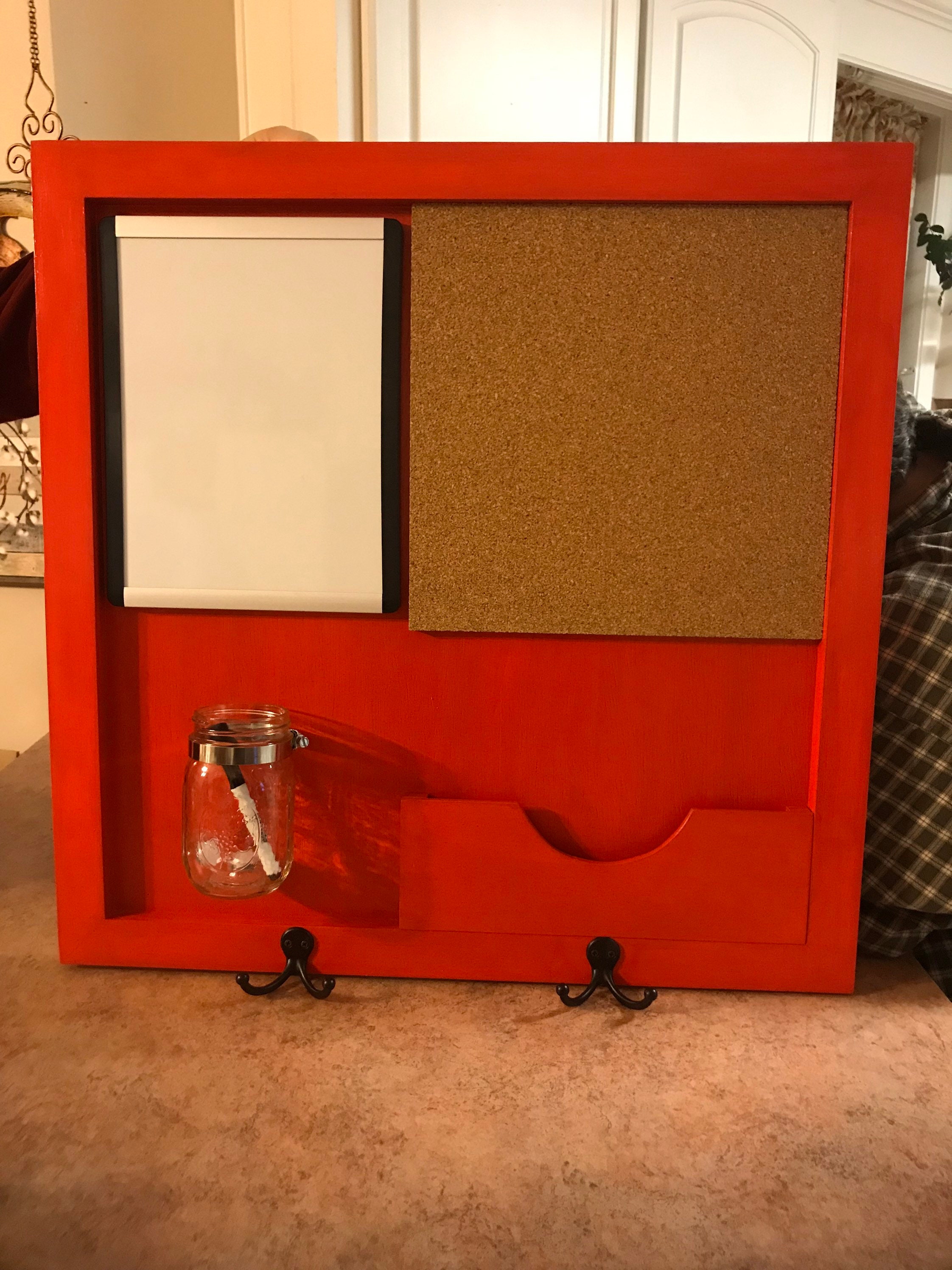 Message Boardon Handmade Message Center: Corkboard, Dry Erase Board & Mail Slot - Etsy