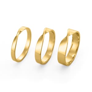 Mobius Ring Gold Wedding Band Strip Love Promise Ring Personalized Gift for Wedding Bands for Couples in 14K 18K Gold Ring for Husband Wife