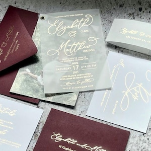 Elegant Photo  Foil vellum wedding invitations. Rose gold silver foil