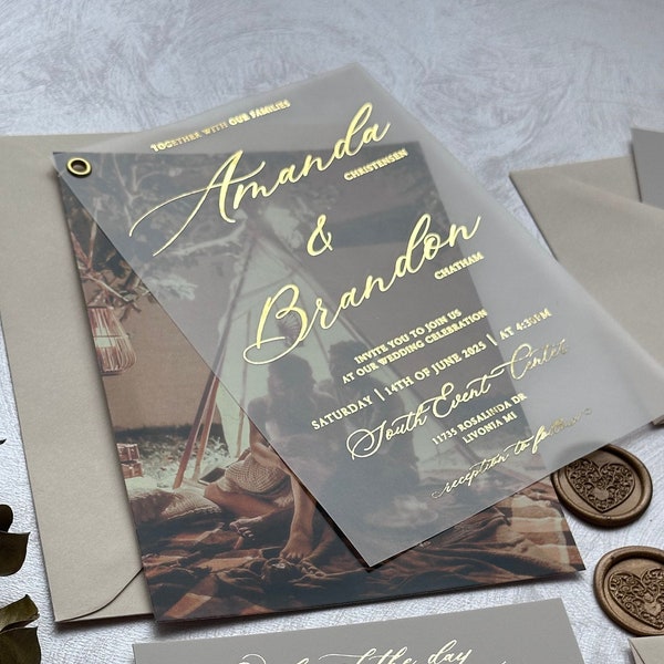 Photo vellum wedding invitations