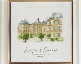 Venue Portrait - 1st Anniversary Gift - Venue Illustrations - Venue Drawing - Painting from Photo, made to celebrate your story