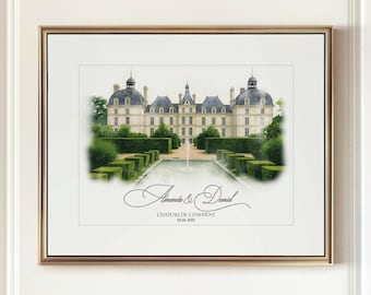 Wedding Venue Drawing – Painting from Photo – Personalised Venue Illustration – 1st Anniversary Gift – Custom Wedding Gift -Home Decor Art
