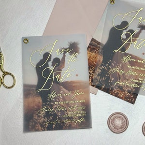 Custom Elegant Save the Date Invitations with Photo and Luxurious Foil - Rose gold, Gold, Silver options