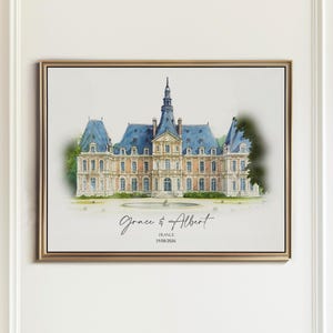 Venue watercolor portrait - venue illustration and venue sketch, venue drawing, portrait drawing , painting from photo.