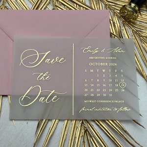 Eleganter Pergamentfolien-Hochzeitskalender Save the Date | Schickes, personalisiertes, einzigartiges Design, perfekt für Einladungen und Ankündigungen
