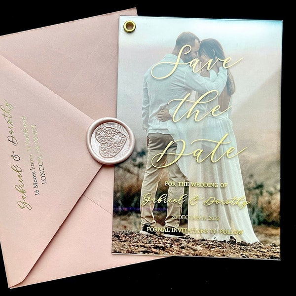 Photo Save the Date  , Acrylic  Save the dates with Gold, Silver, Rose gold foil