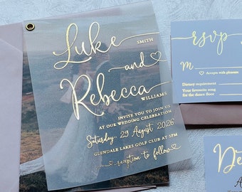 Foil Invites, Elegant Photo Wedding Invitations, Gold Foil Wedding Invites, Custom Vellum Wedding Invitations, Rose Gold Invitations