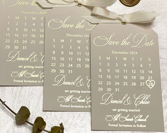 Calendar Save the date. Wedding Foil Calendar tag.