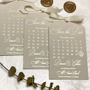 Calendar Save the date. Wedding Foil Calendar tag.