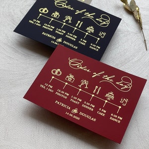 Eleganter Hochzeits-Orden des Tages, Hochzeitsprogramm in Rosegold, Silber, Blattgold