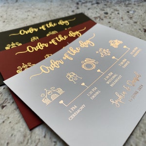 Hochzeitsprogramm | Tagesordnung | Rosegold, Silber & Goldfolie | Elegante Hochzeits-Infokarte